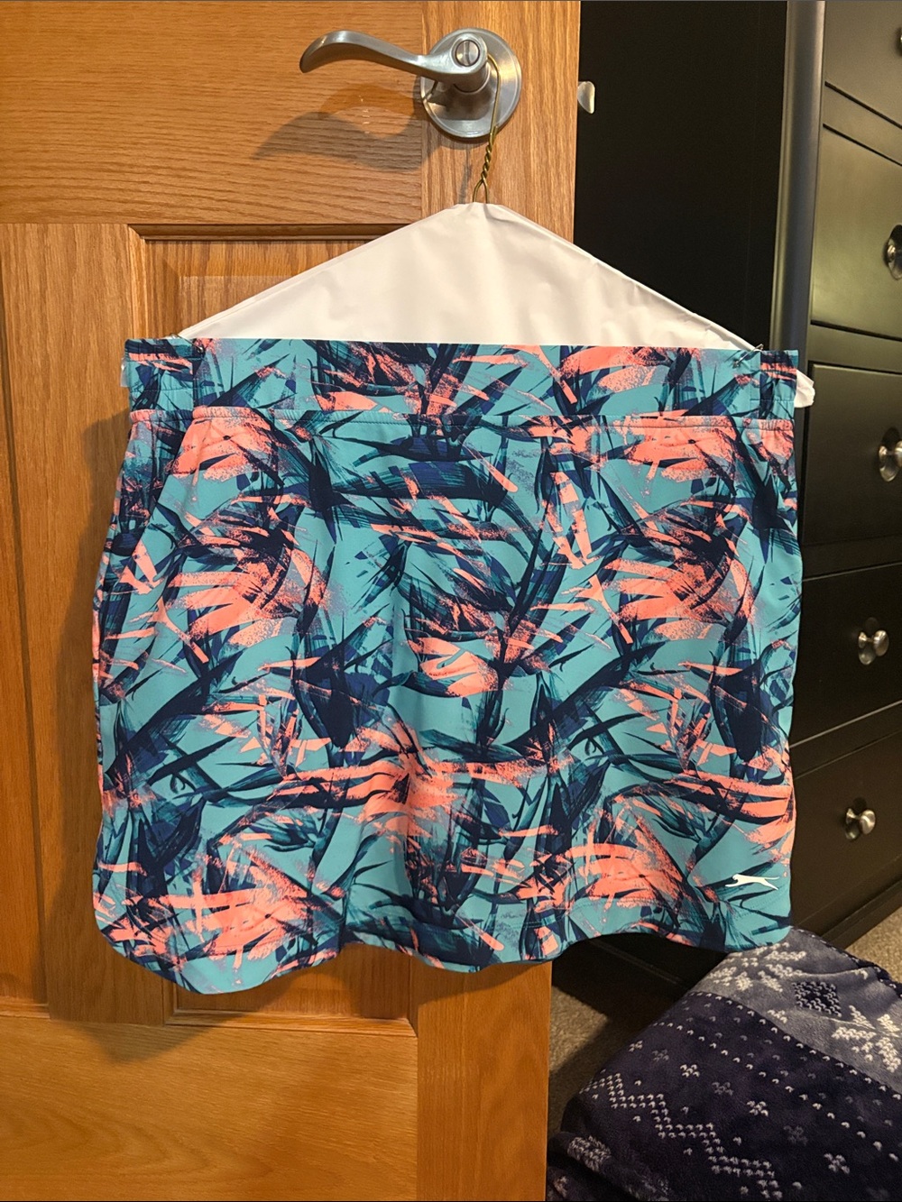 Slazenger Turquoise Mini Skirt with Coral & Navy Palm Print